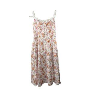 Pink Floral Cottagecore Midi Dress S Milkmaid Corset Babydoll Fairy Picnic Sexy